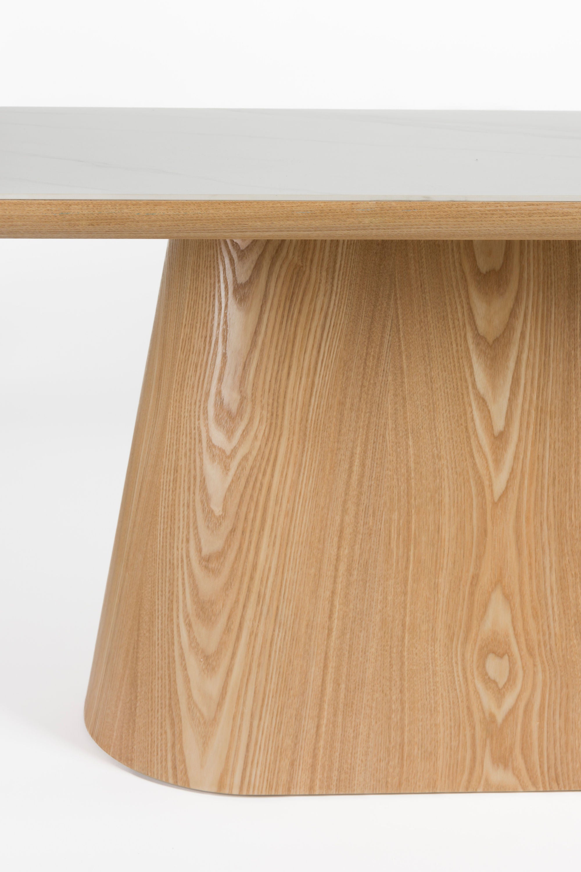 Almira Natural Oak Wood & White Marble Oval Dining Table 200cm